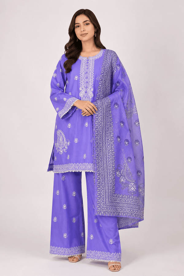 Lavender Embroidered Suit | 3-Piece - Rovaya