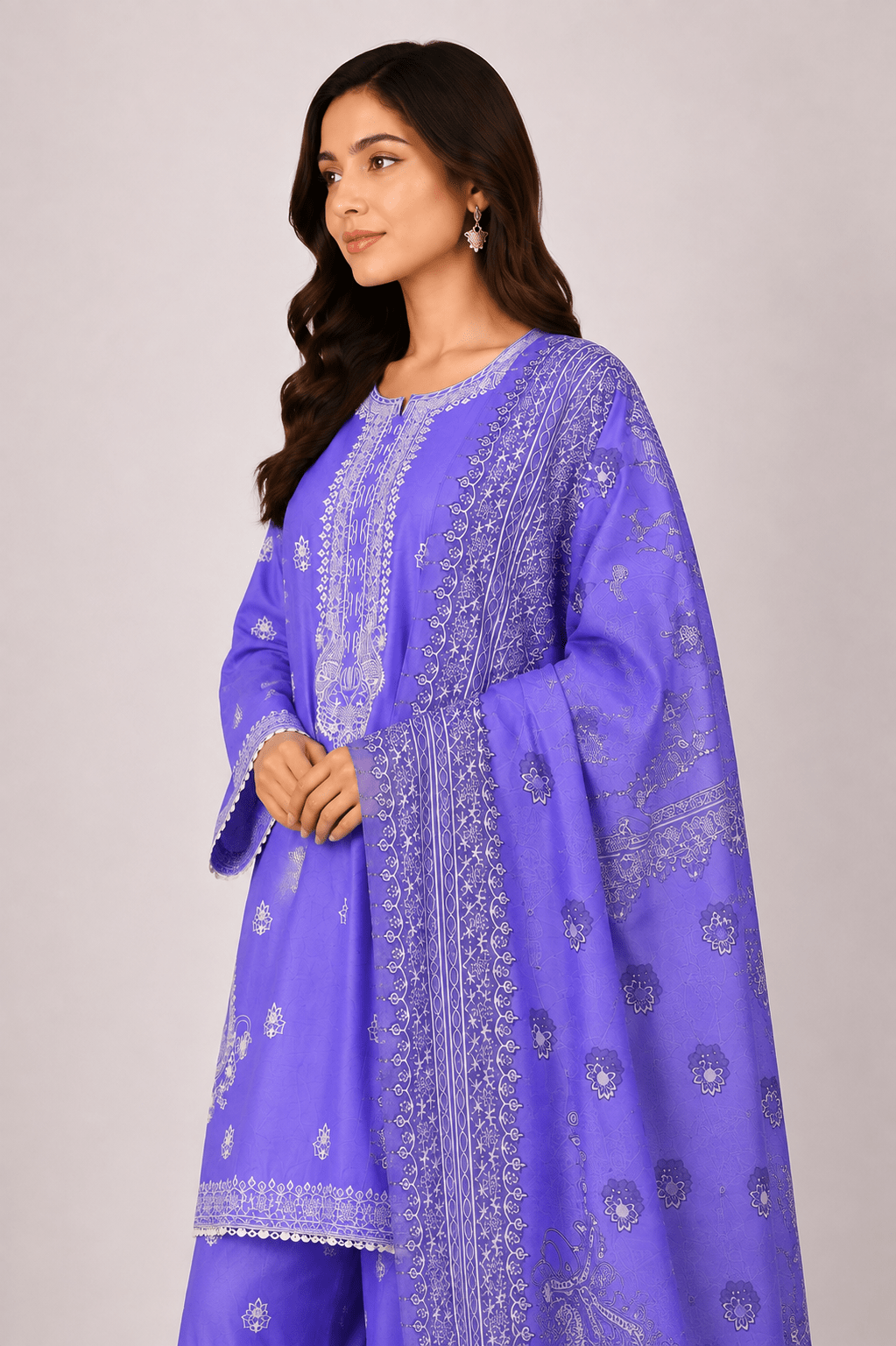 Lavender Embroidered Suit | 3-Piece - Rovaya