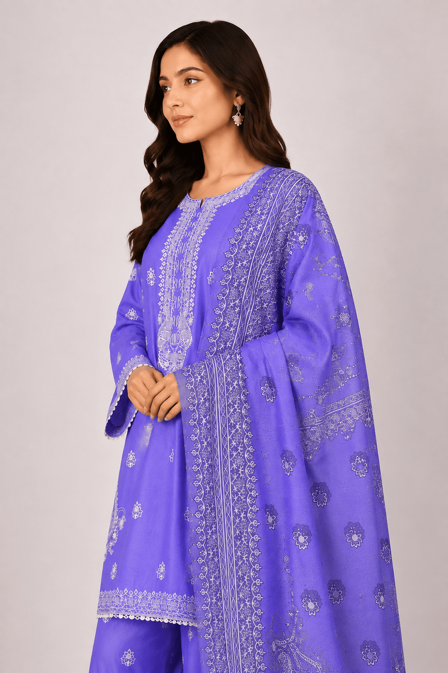 periwinkle stitched 3 piece suit
