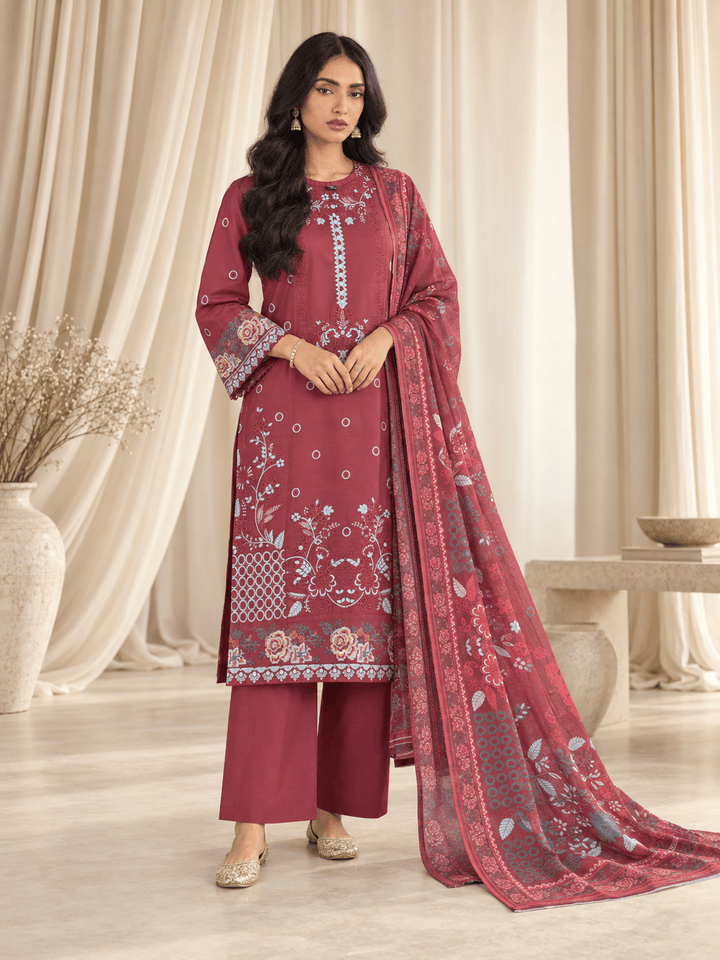 red embroidered stitched suit