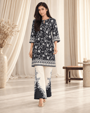 1 black and white stitched suit