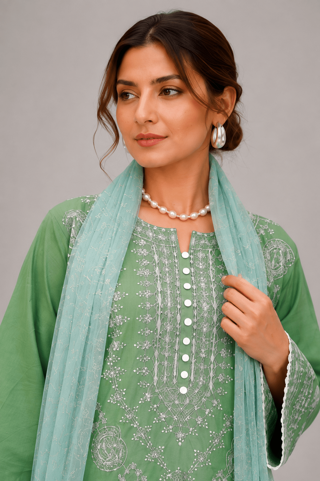 Green Embroidered Suit | 3-Piece