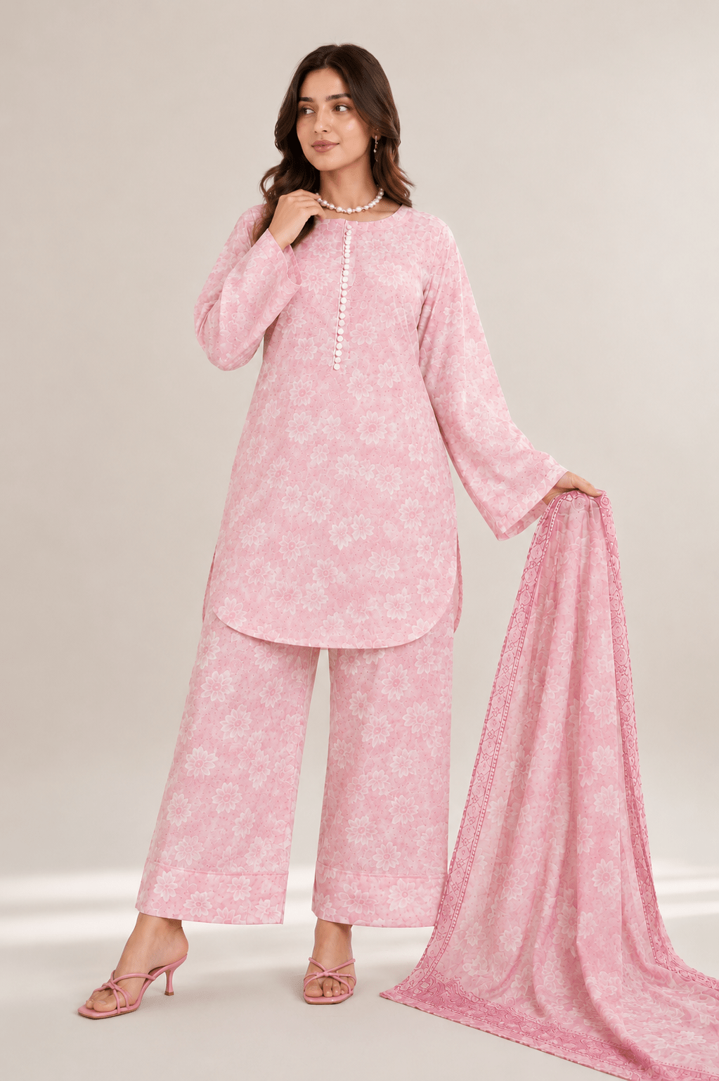 Pink Printed Suit | 3-Piece Set
