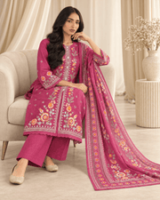 magenta embroidered stitched suit