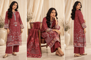 red embroidered stitched suit