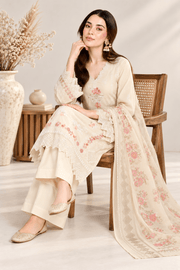 cream embroidered stitched suit