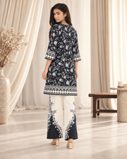 1 black and white stitched suit