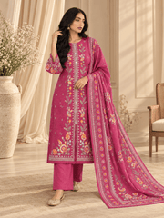 magenta embroidered stitched suit