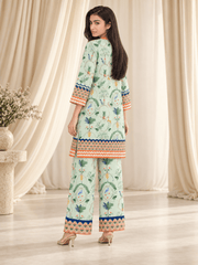 mint green printed stitched suit