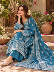 1 best ocean blue stitched suit