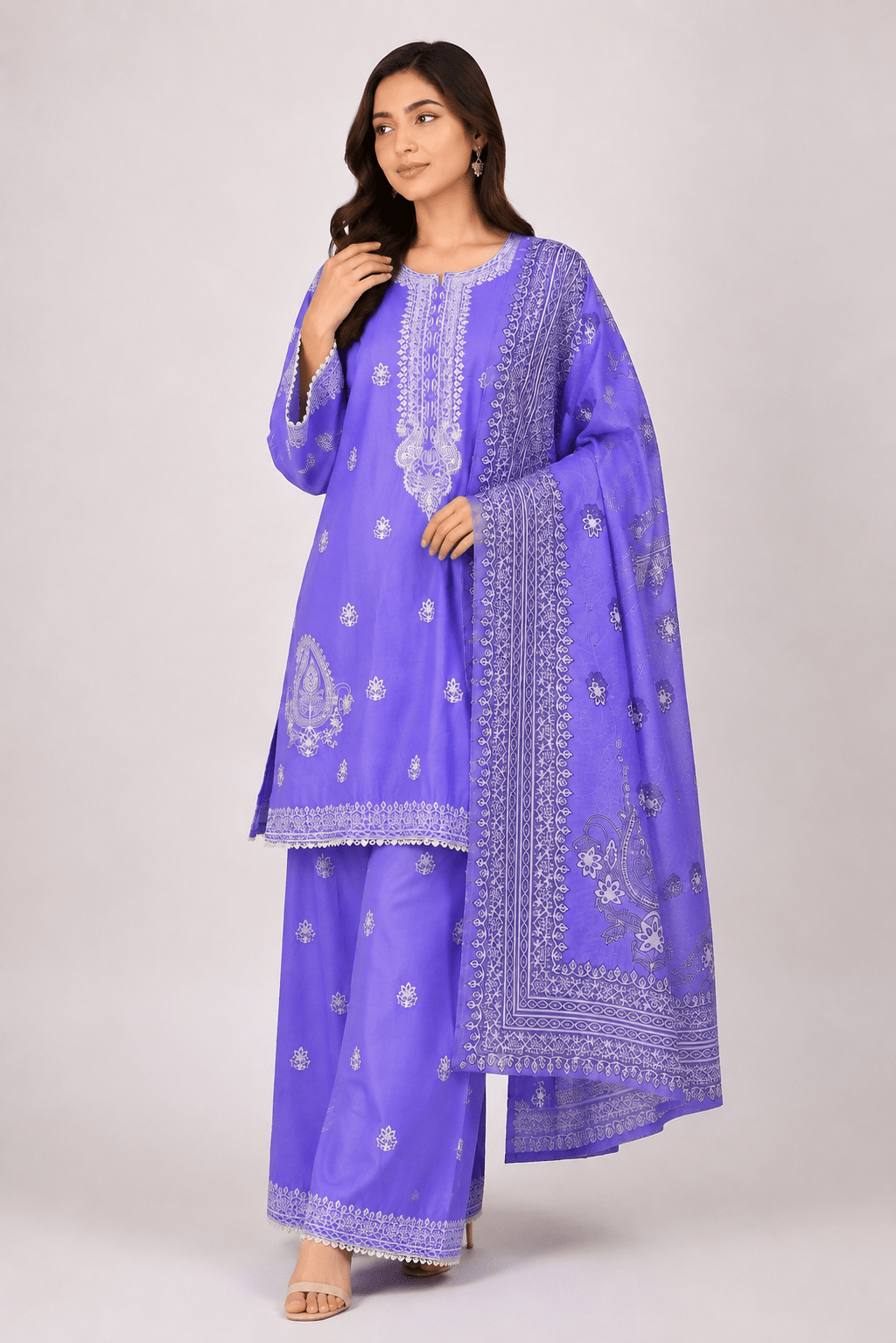 Lavender Embroidered Suit | 3-Piece - Rovaya