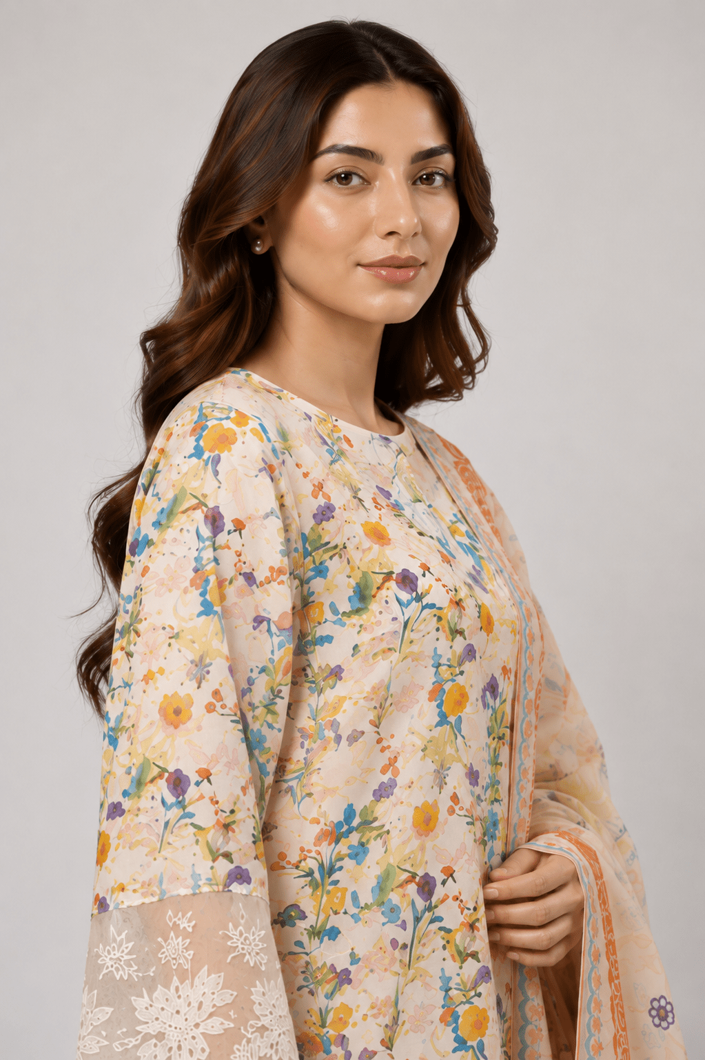 IVORY FLORAL 3-PIECE SUIT - Rovayaa