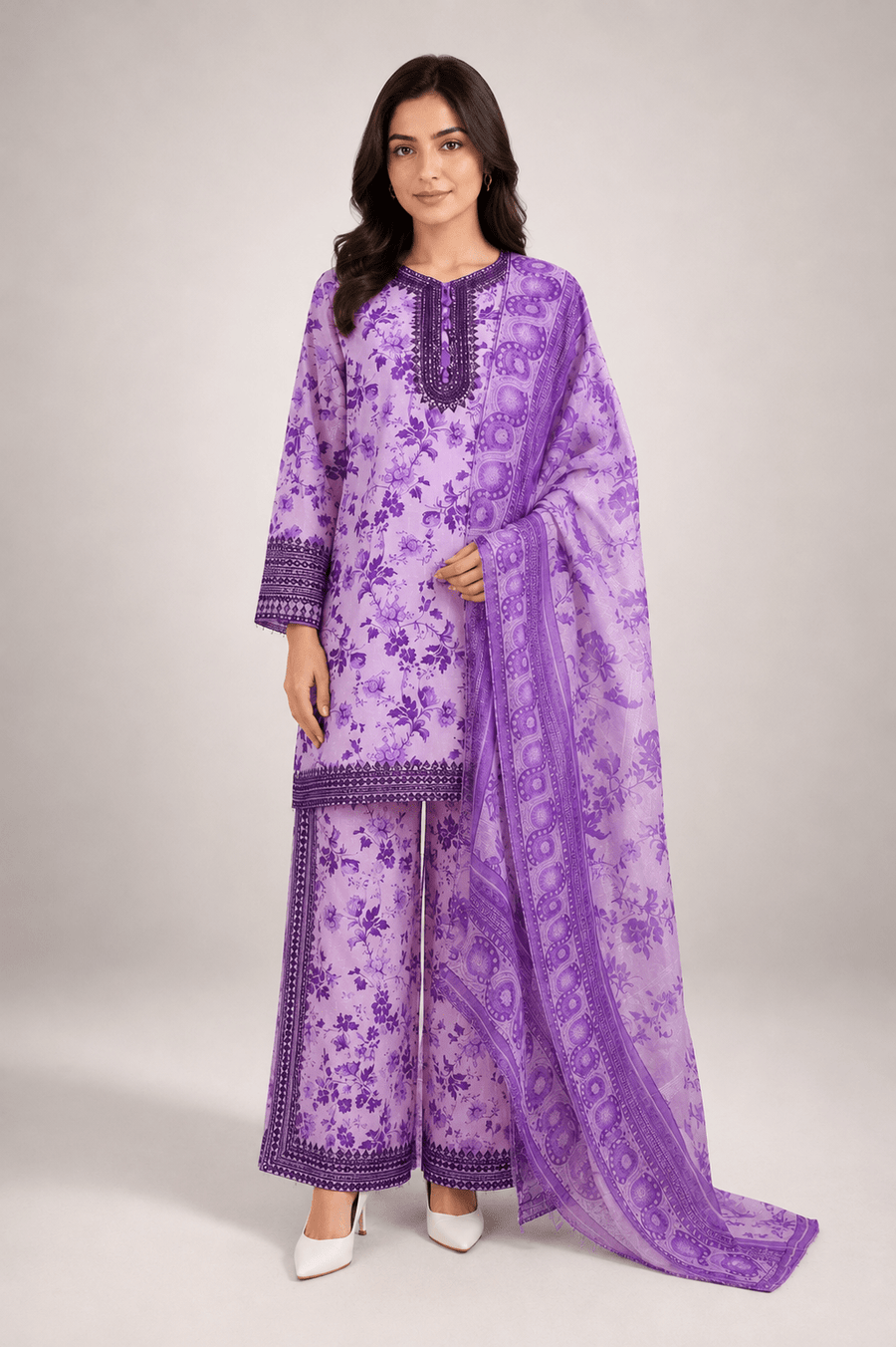 Lilac Printed Suit | 3-Piece Set