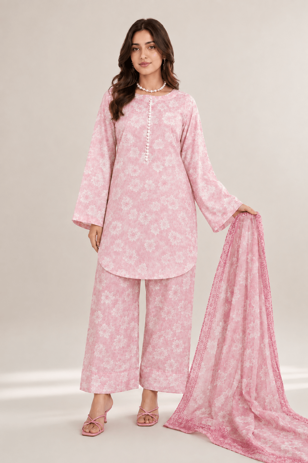 Pink Printed Suit | 3-Piece Set