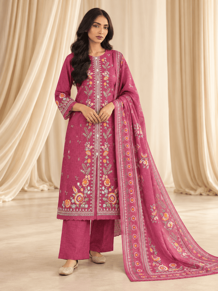 magenta embroidered stitched suit