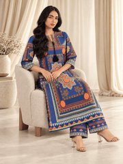 royal blue printed stitched suit