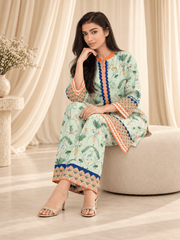 mint green printed stitched suit