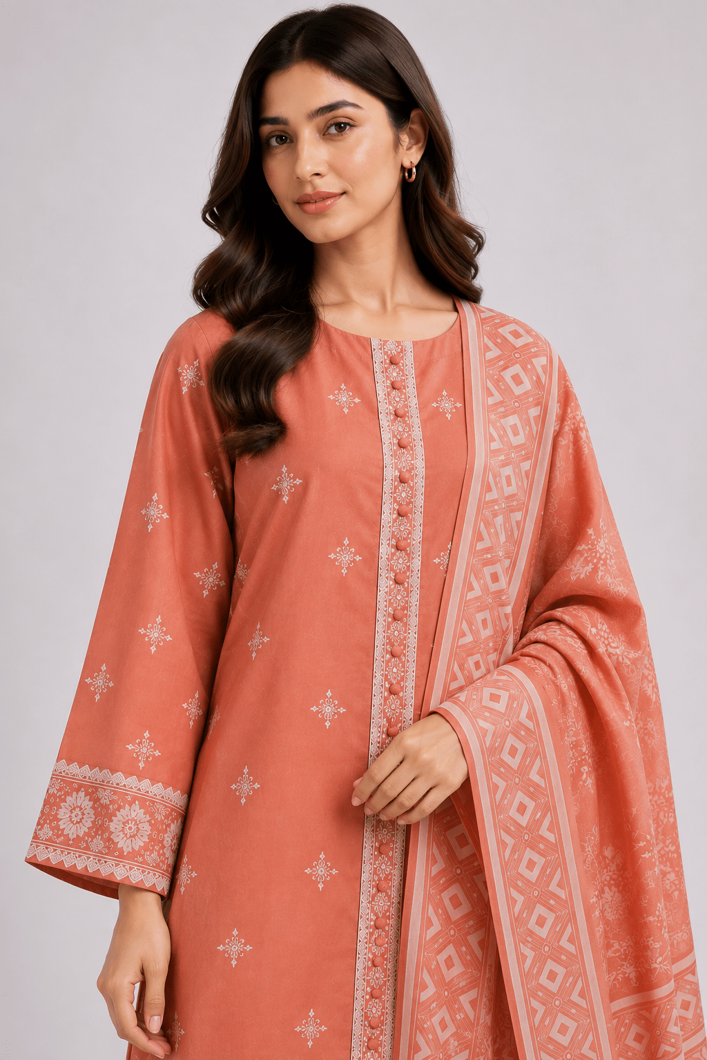 Rust Embroidered Suit | 3-Piece - Rovaya