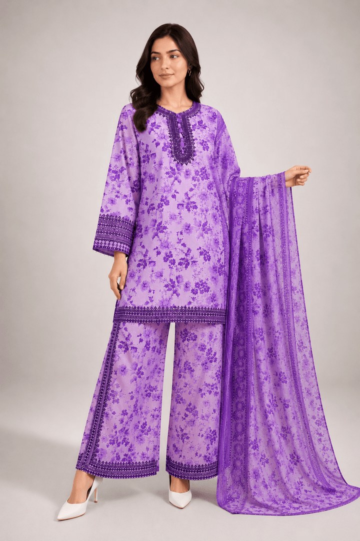 lilac floral stitched suit read to wear