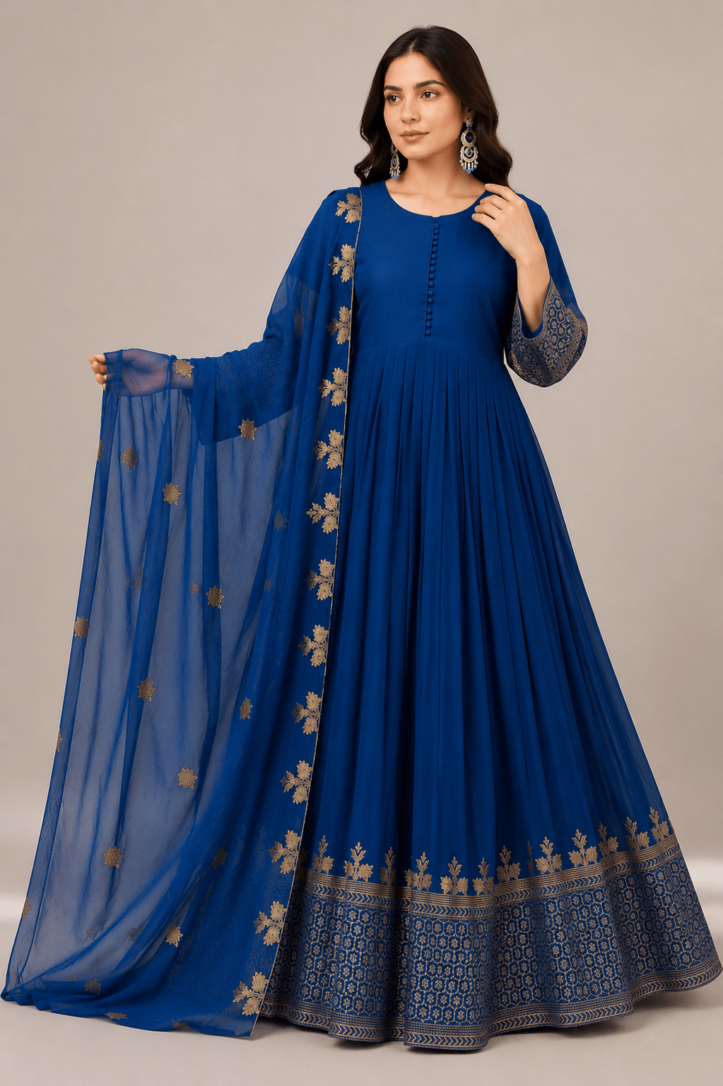 Royal Blue Anarkali Frock | Rovaya