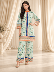 mint green printed stitched suit