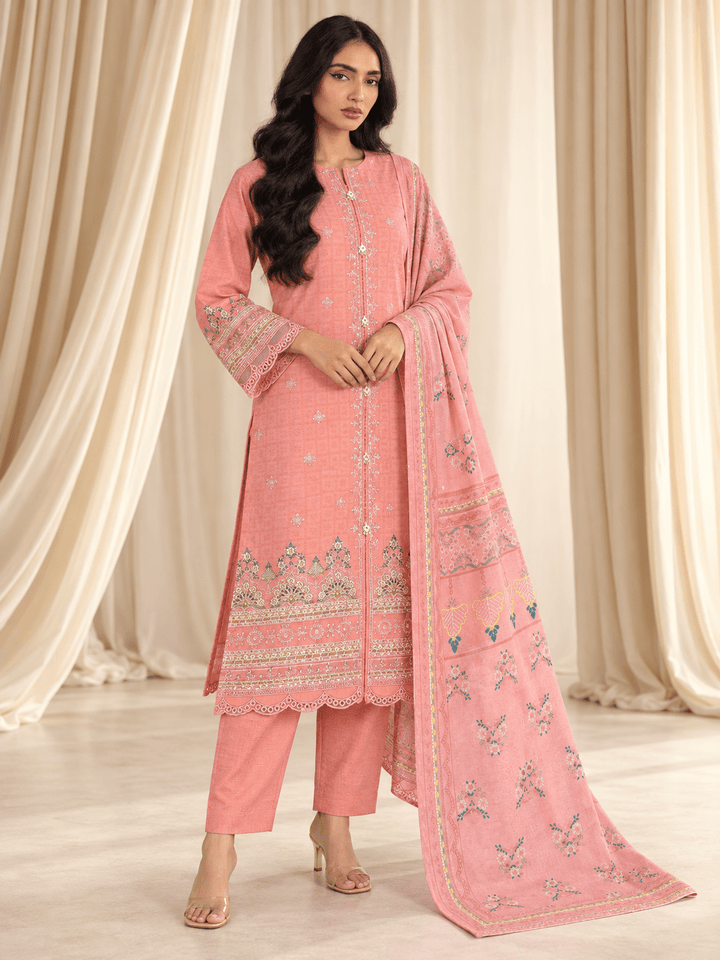pink embroidered stitched suit