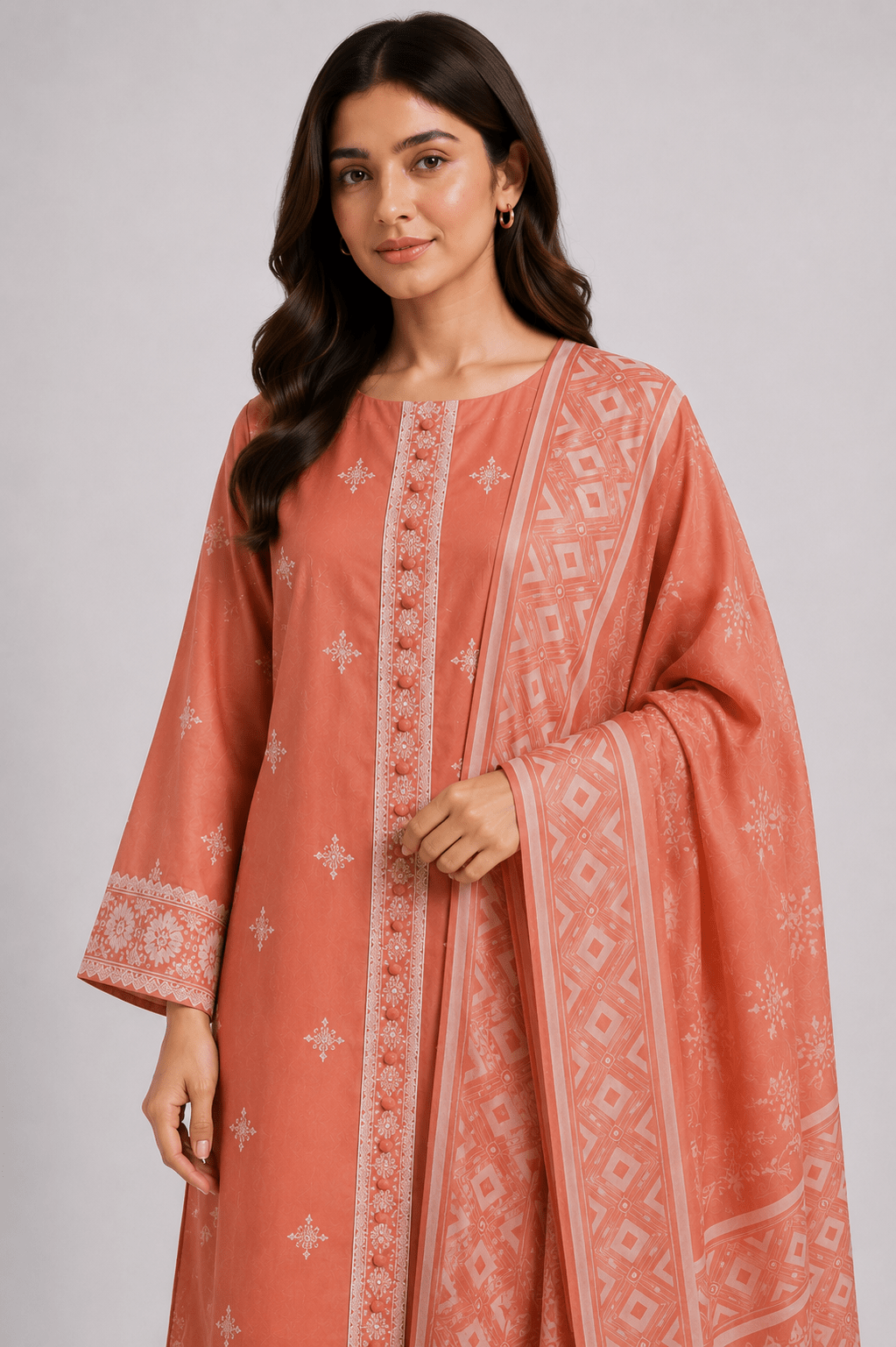 Rust Embroidered Suit | 3-Piece - Rovaya