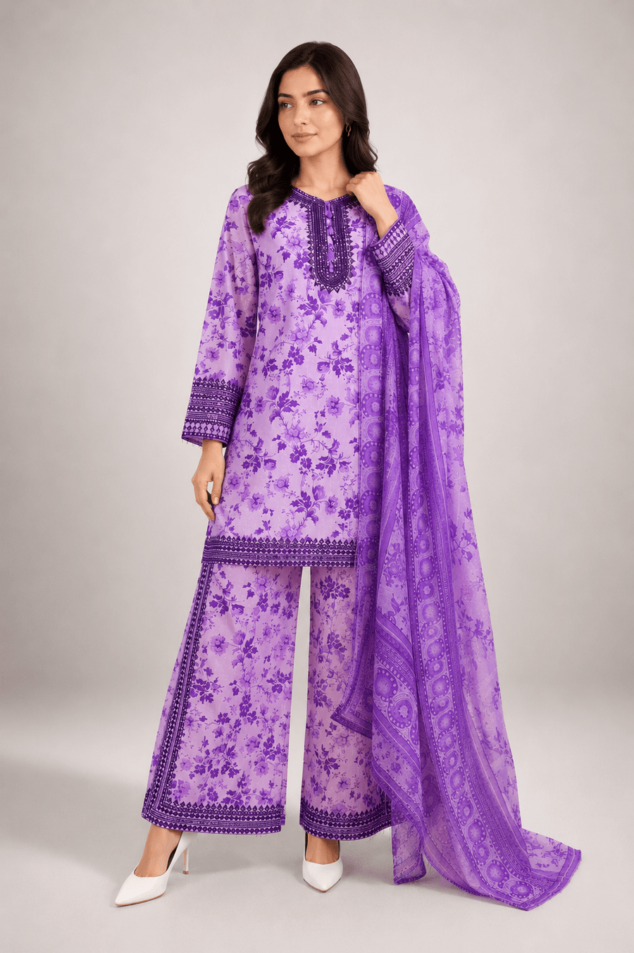 Lilac Printed Suit | 3-Piece Set