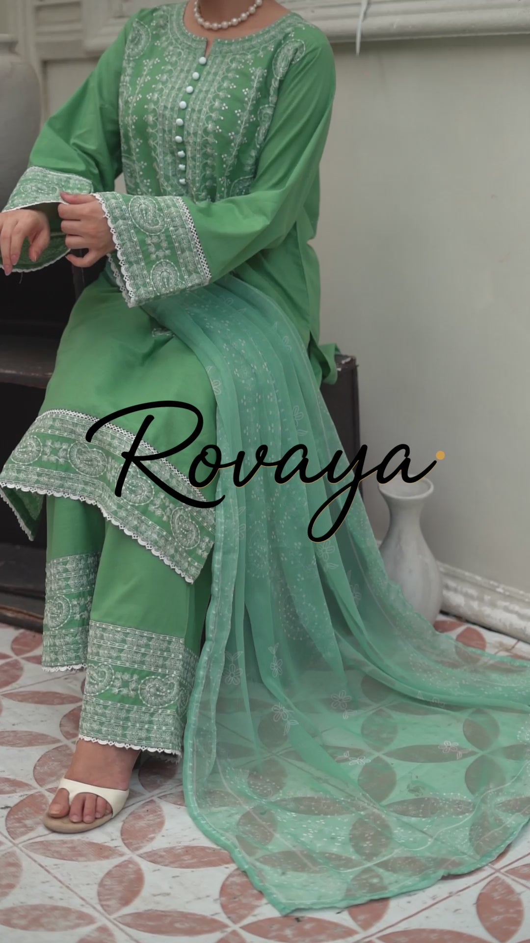 Green Embroidered Suit | 3-Piece