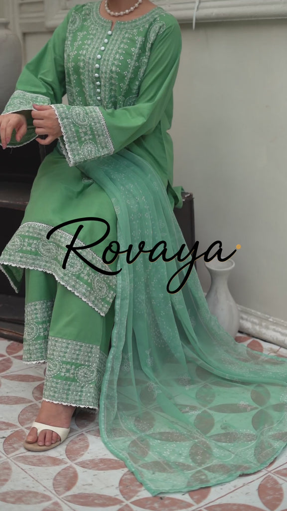 Green Embroidered Suit | 3-Piece