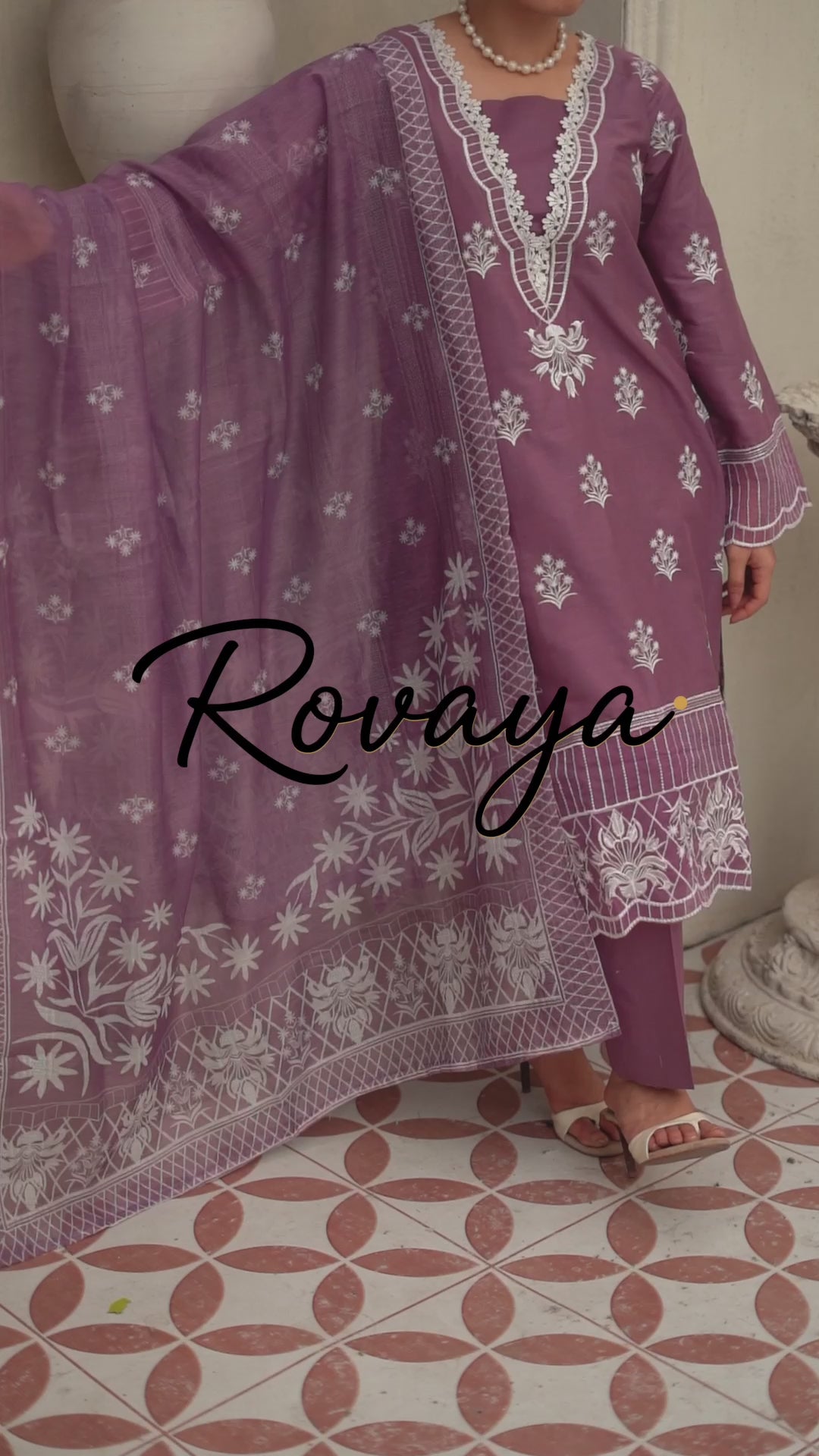 Mauve Embroidered Suit | 3-Piece